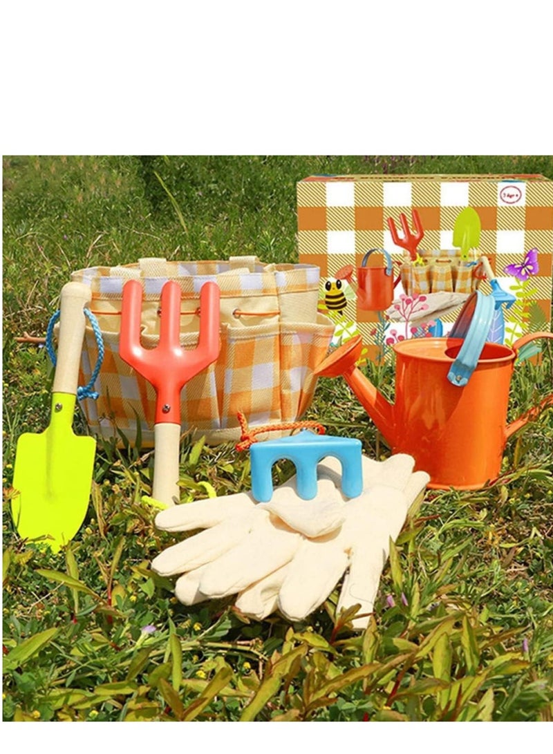 SYOSI 7PcsKids Garden Outdoor Tool Set for Gardening Game for Children Shovel Rake Rigus Can Toys with Beach Storage Bag Gifts - Image 2