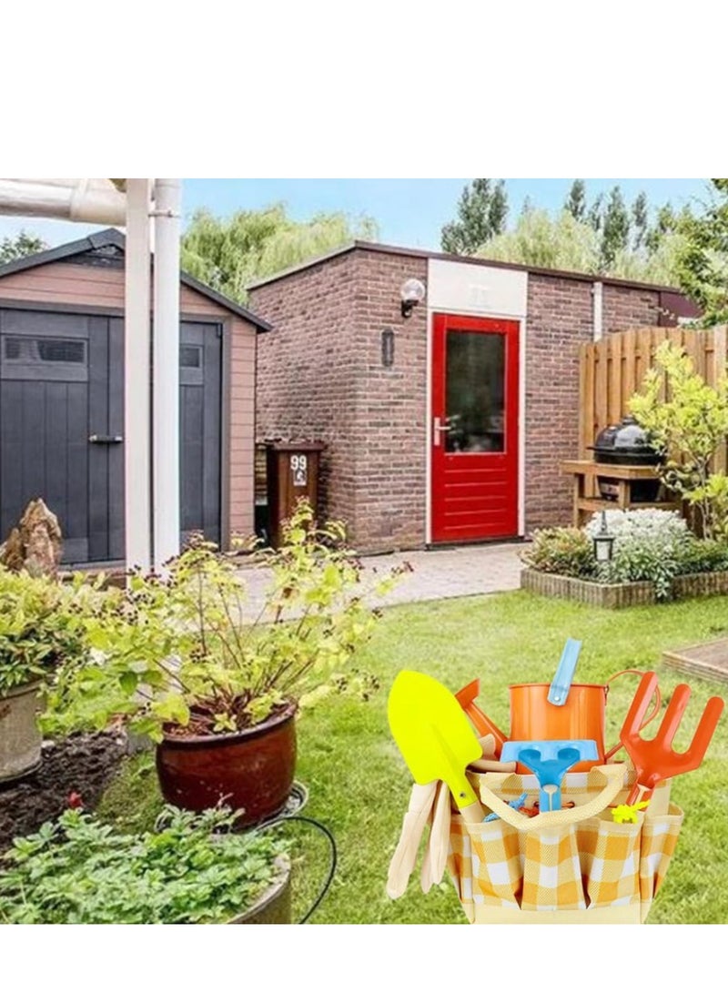 SYOSI 7PcsKids Garden Outdoor Tool Set for Gardening Game for Children Shovel Rake Rigus Can Toys with Beach Storage Bag Gifts - Image 5