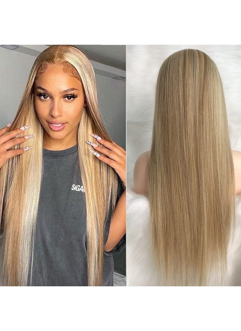 Guanyuwigs 13x4 Straight Highlight Lace Front Human Hair Wig Transparent Lace Wig Ombre 8613 24inch 