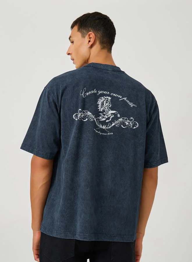 Styli Styli Washed Graphic Print Jersey Oversized T-Shirt
