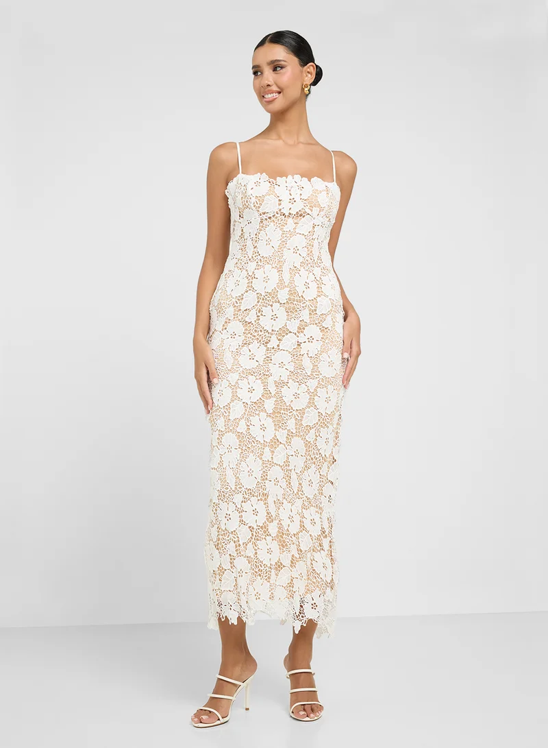 Ginger Floral Lace Midi Dress