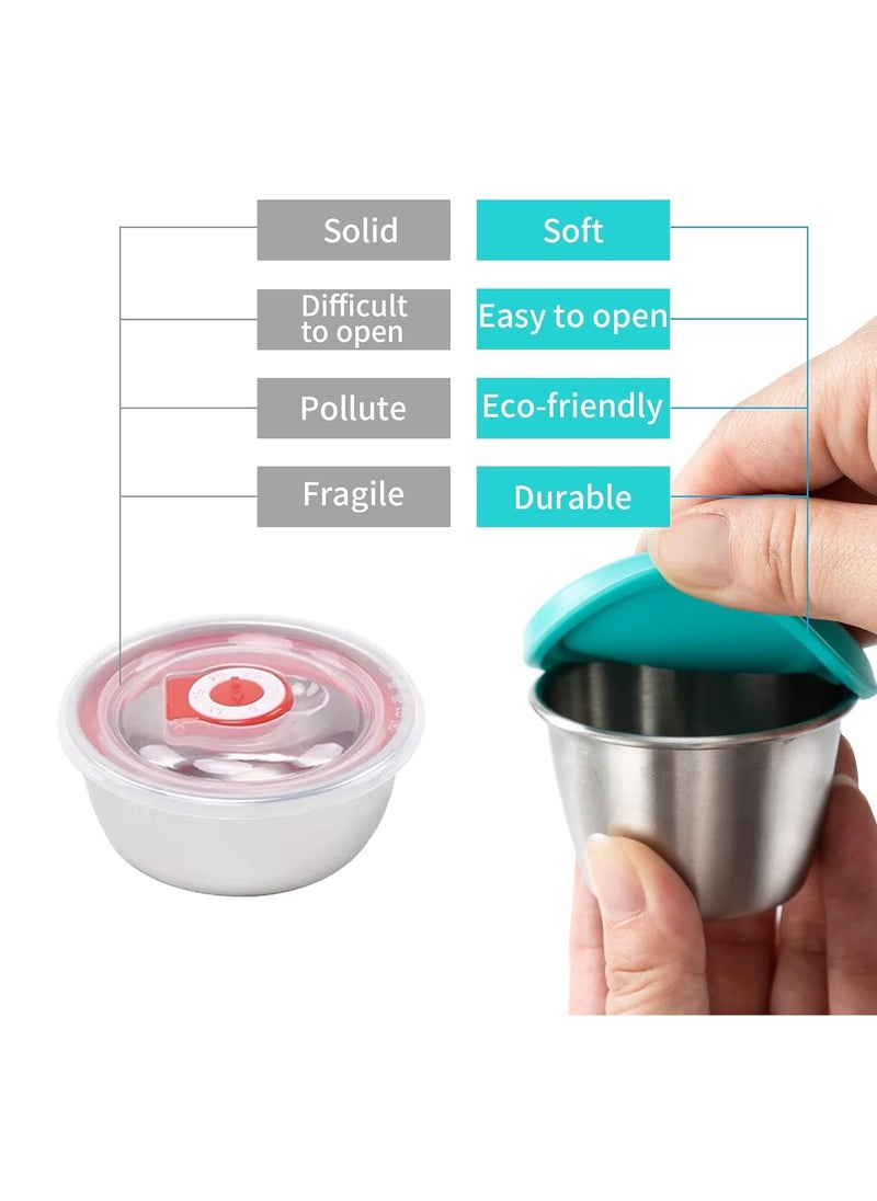 Generic - Stainless Steel Dressing Container with Silicone Lids, Reusable Leakproof Condiment Containers Small Sauce Container Sets [2 Pack 2.4oz] - Image 1