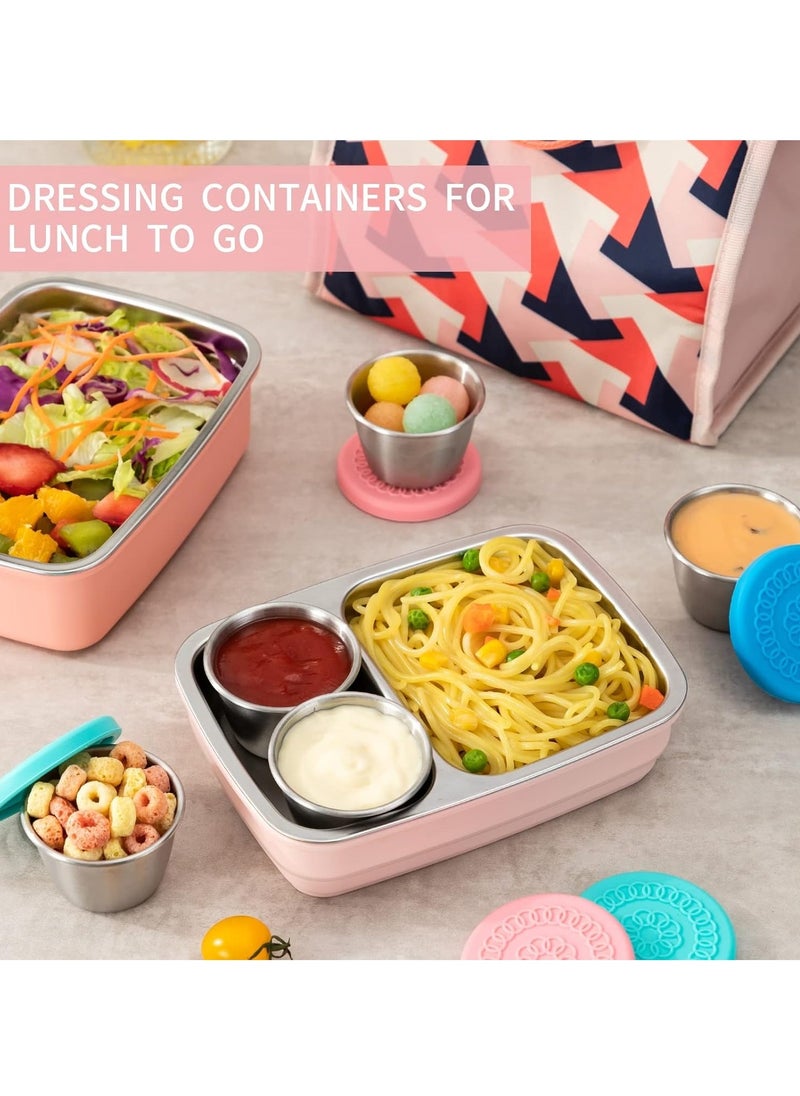 Generic - Stainless Steel Dressing Container with Silicone Lids, Reusable Leakproof Condiment Containers Small Sauce Container Sets [2 Pack 2.4oz] - Image 1