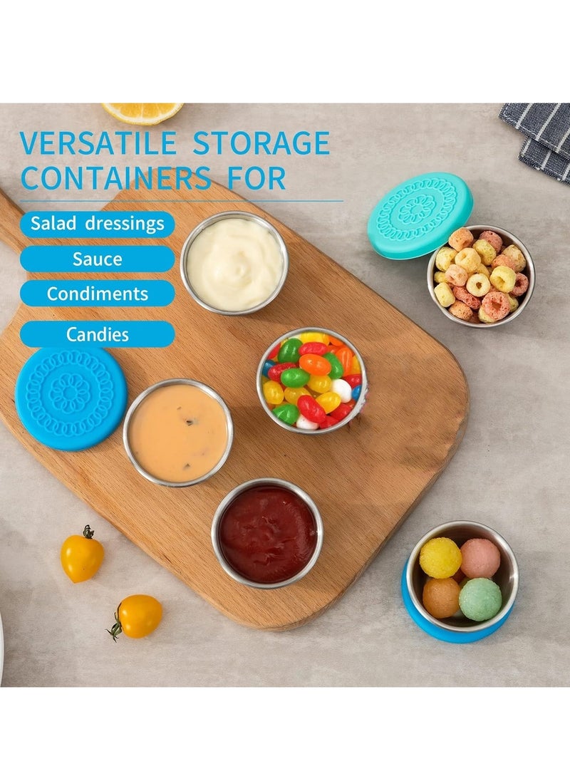 Generic - Stainless Steel Dressing Container with Silicone Lids, Reusable Leakproof Condiment Containers Small Sauce Container Sets [2 Pack 2.4oz] - Image 1
