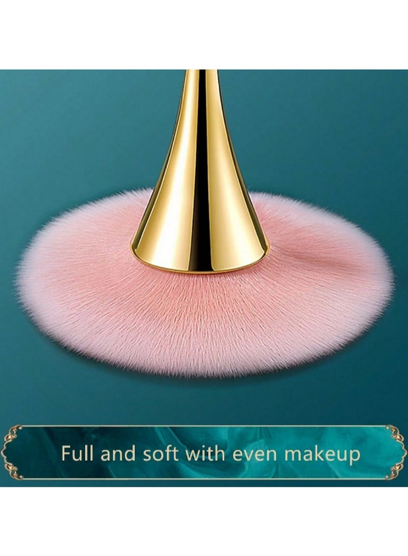 Generic 1-Piece Gold & Pink Makeup Brush – Soft, Efficient Powder Brush for Seamless Application  - Image 2