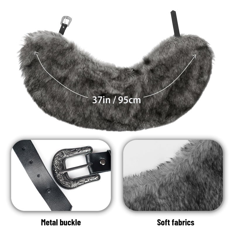 MCJC Medieval Cloak,Viking Costume Faux Fur Shawl For Women, Halloween Performance Accessory - Image 2