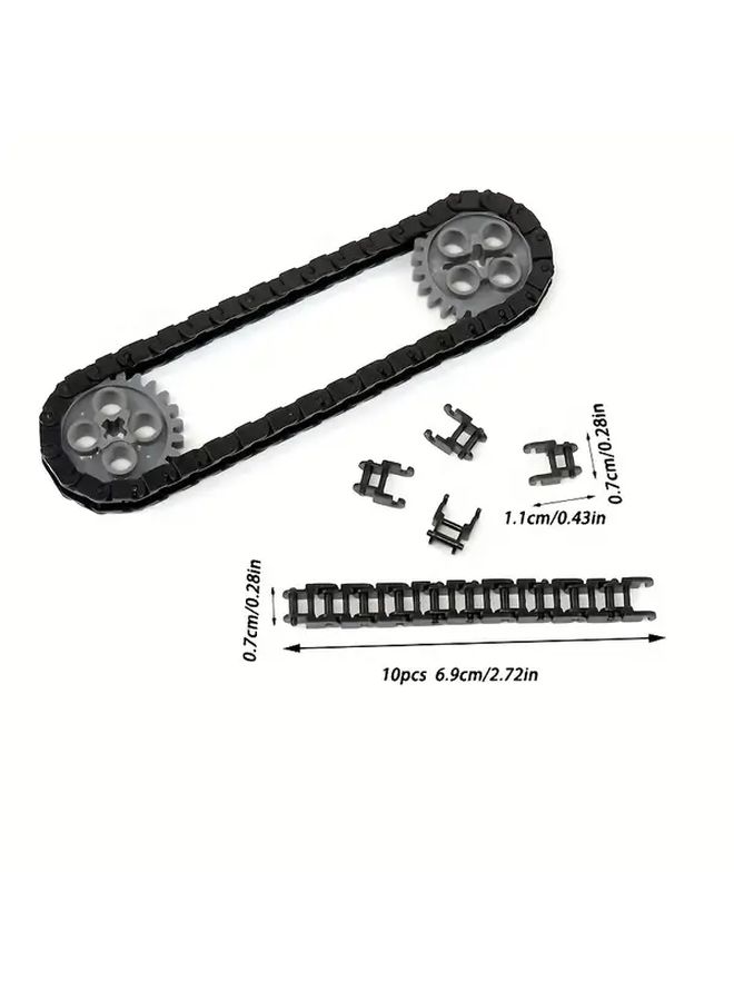 Building Blocks Medium Track Sheet Set With Wheel Gear Tire Mechanical Accessory Compatible With 57520 57519 57518 88323 3711 3873 3648 53992 24375 - Image 3