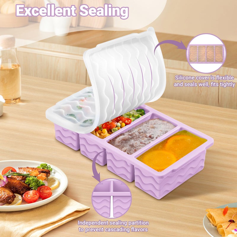 Doasuwish Silicone Freezer Tray for Soup with Lid â€“ 1-Cup Soup Container Cube Style Ice Cube Trays for Freezer, Meal Prep & Food Storage, Freeze 250mL/125mL Portions â€“ 2 Pack - Image 5