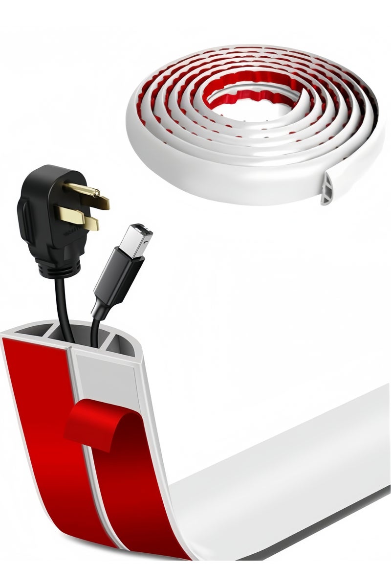 Angola Panda 6.6ft Floor Cord Cover, Cable Protector, Hide Extension Cords, Protect Cords, Prevent Cable Trips, Heavy Duty Cord Hider - Cable Cavity = 0.39" (W) x 0.24" (H) - white - Image 1