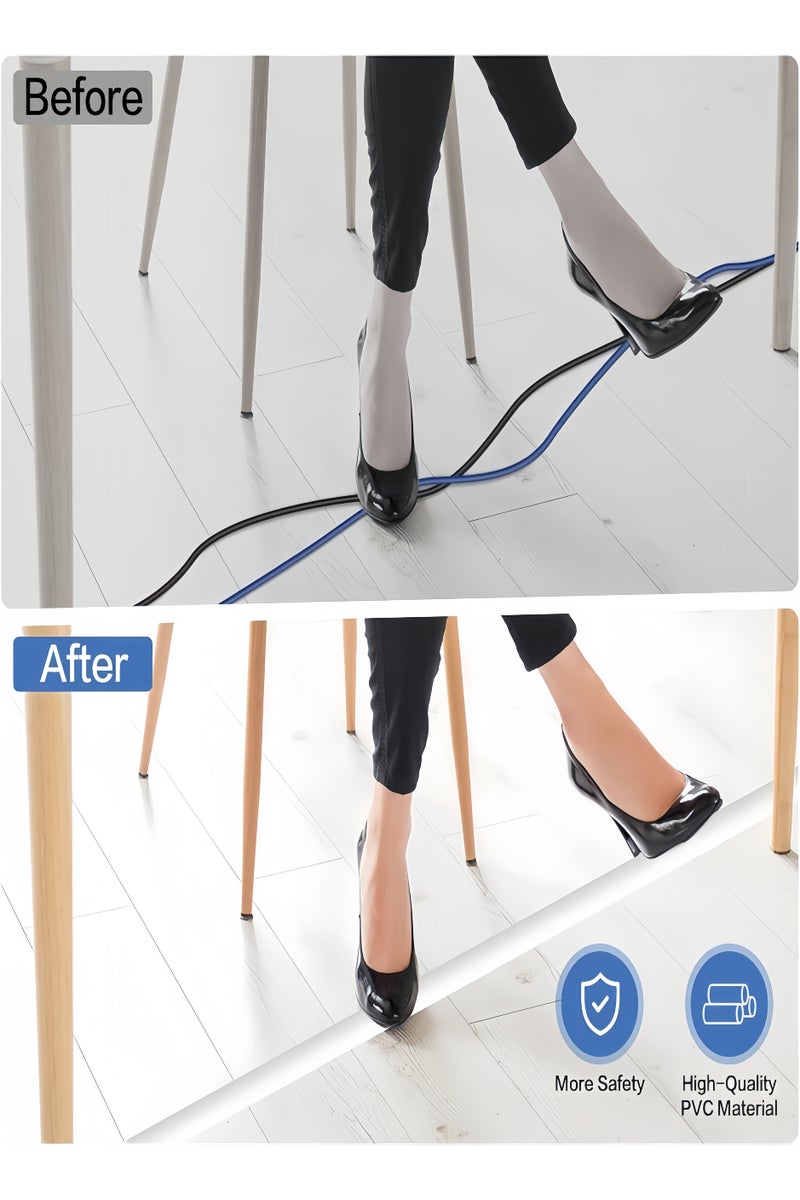 Angola Panda 6.6ft Floor Cord Cover, Cable Protector, Hide Extension Cords, Protect Cords, Prevent Cable Trips, Heavy Duty Cord Hider - Cable Cavity = 0.39" (W) x 0.24" (H) - white - Image 4