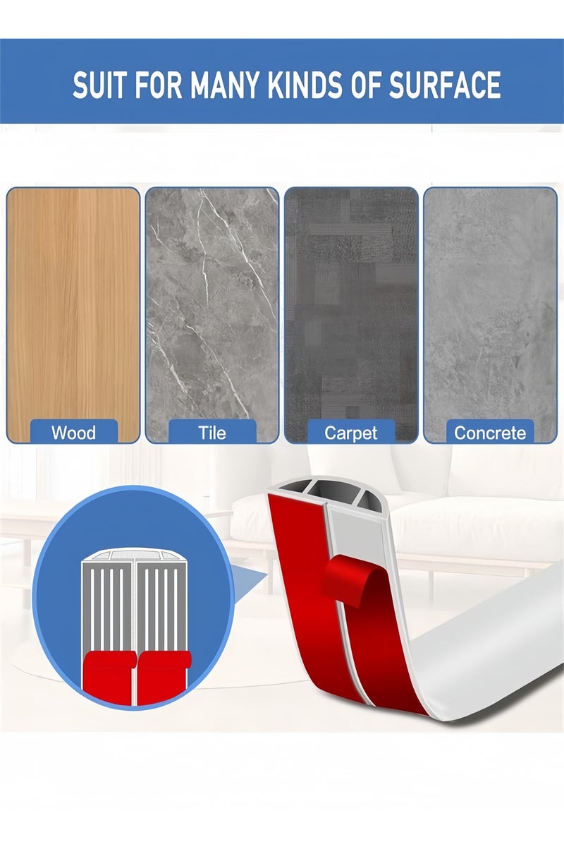 Angola Panda 6.6ft Floor Cord Cover, Cable Protector, Hide Extension Cords, Protect Cords, Prevent Cable Trips, Heavy Duty Cord Hider - Cable Cavity = 0.39" (W) x 0.24" (H) - white - Image 5