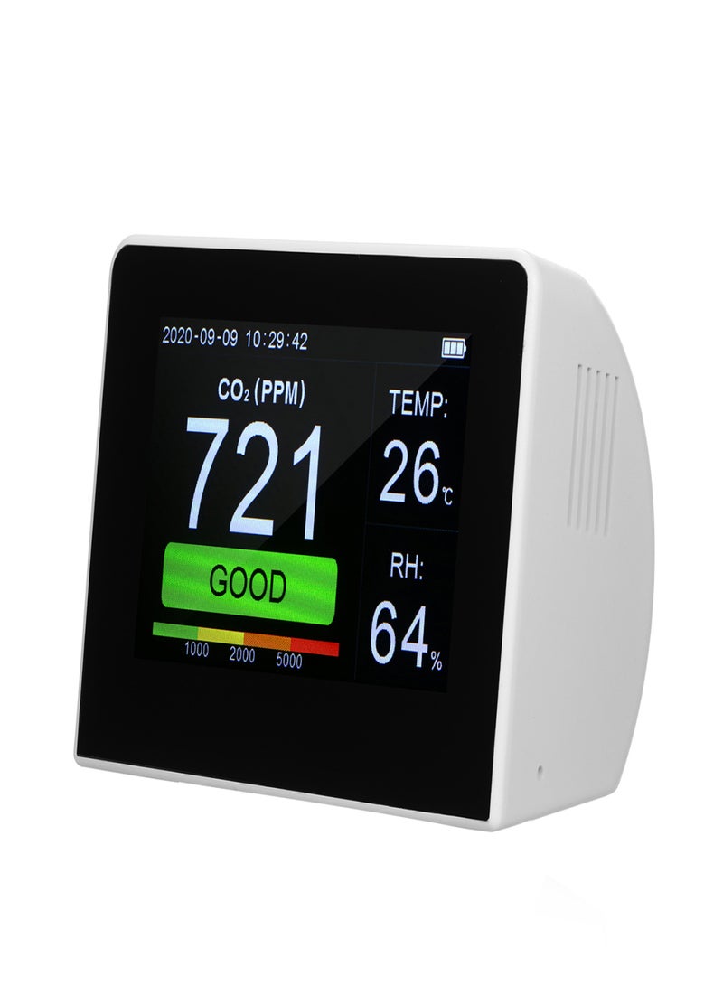 Desktop CO2/RH/Temp. 3-in-1 Multifunctional Air Quality Detector Temperature Humidity Monitor Indoor/Outdoor CO2 Meter Tester 3.5-inch Digital Hygrothermograph with Data Logger Rechargeable Battery for Home Office Car - Image 1