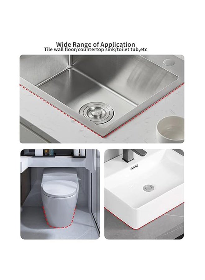 مجموعة مانع تسرب وسدادة سيليكون مقاومة للماء للحمام والدش والمطبخ والأرضيات مع أدوات السد (150 مل، أبيض) - Image 4