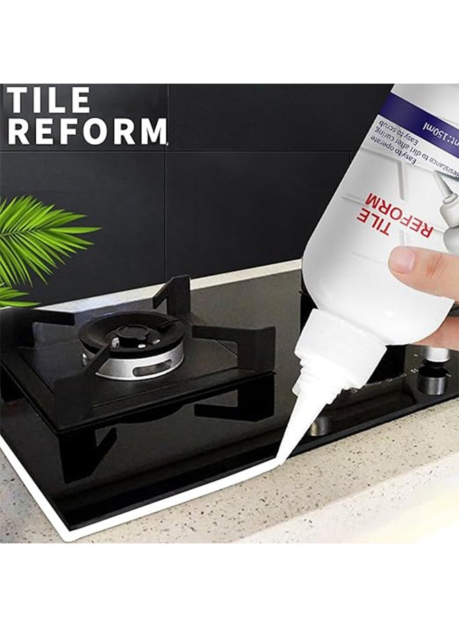 مجموعة مانع تسرب وسدادة سيليكون مقاومة للماء للحمام والدش والمطبخ والأرضيات مع أدوات السد (150 مل، أبيض) - Image 2