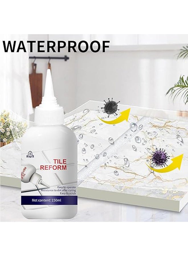 مجموعة مانع تسرب وسدادة سيليكون مقاومة للماء للحمام والدش والمطبخ والأرضيات مع أدوات السد (150 مل، أبيض) - Image 3