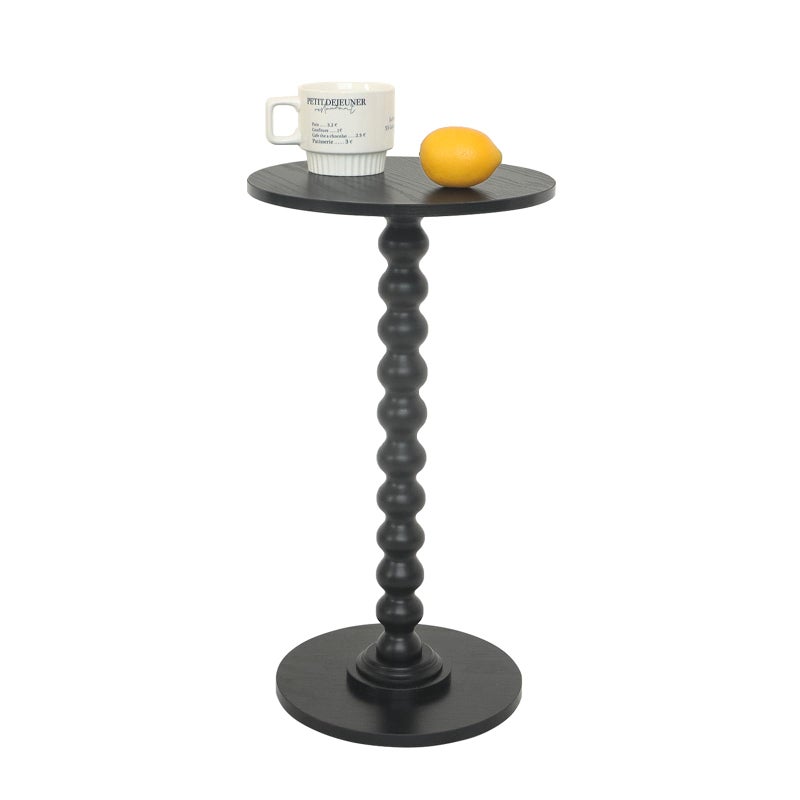 Fultyle Round Side Table, Small Drink Table for Small Spaces, Modern Accent End Table Nightstand with Solid Wood Leg for Living Room, Bedroom, Corners, and Office (Black) - Image 1