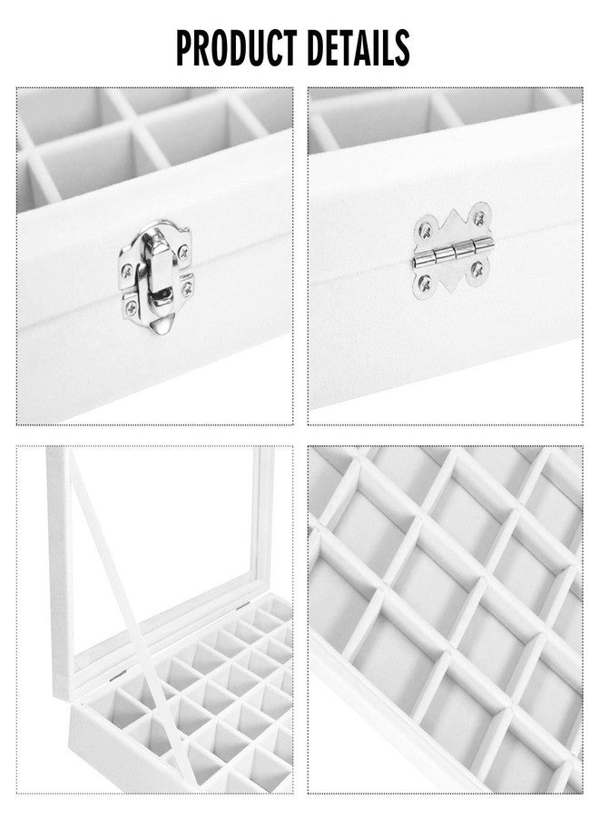 Vicoter Velvet Jewelry Tray 48 Compartments Jewelry Display Organizer with Transparent Cover Rings, Earrings, Necklaces, Pendants Storage Box for Girls, Wives, Mothers, Women - Image 4
