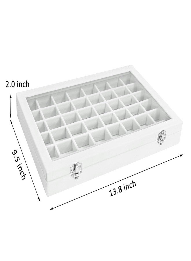 Vicoter Velvet Jewelry Tray 48 Compartments Jewelry Display Organizer with Transparent Cover Rings, Earrings, Necklaces, Pendants Storage Box for Girls, Wives, Mothers, Women - Image 2