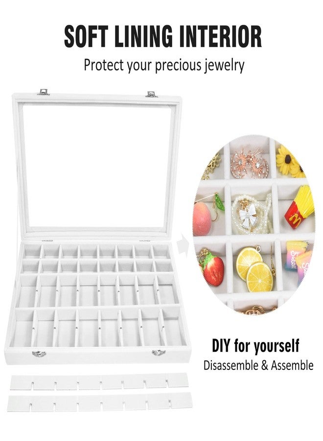 Vicoter Velvet Jewelry Tray 48 Compartments Jewelry Display Organizer with Transparent Cover Rings, Earrings, Necklaces, Pendants Storage Box for Girls, Wives, Mothers, Women - Image 3