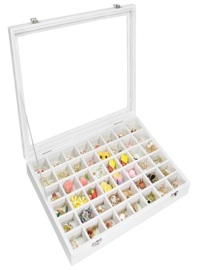 Vicoter Velvet Jewelry Tray 48 Compartments Jewelry Display Organizer with Transparent Cover Rings, Earrings, Necklaces, Pendants Storage Box for Girls, Wives, Mothers, Women - Image 1
