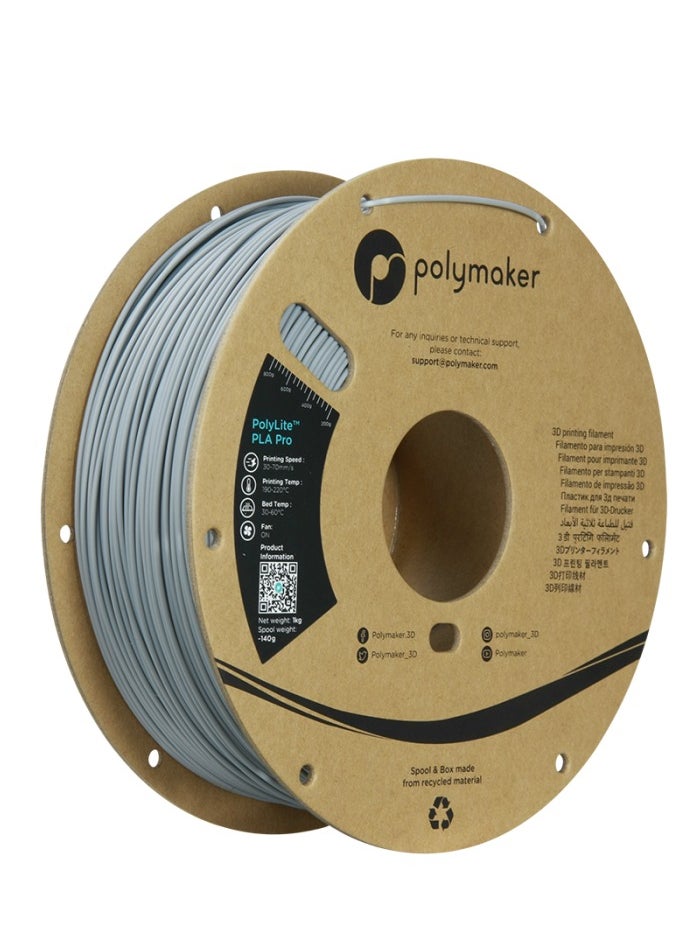 polymaker Polymaker PLA Pro Filament 1.75mm (Tough & High Rigidity Grey PLA Filament 1.75mm) 1kg - PolyLite PLA 3D Printer Filament 1.75mm Print with Most 3D Printers Using 3D Filament 