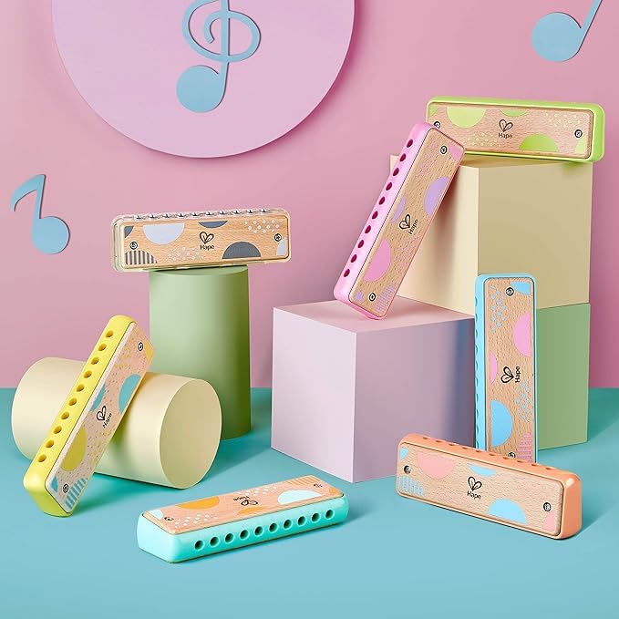 Hape Blues Harmonica | 10 Hole Wooden Musical Instrument Toy for Kids, Blue-Green (E8916) - Image 5