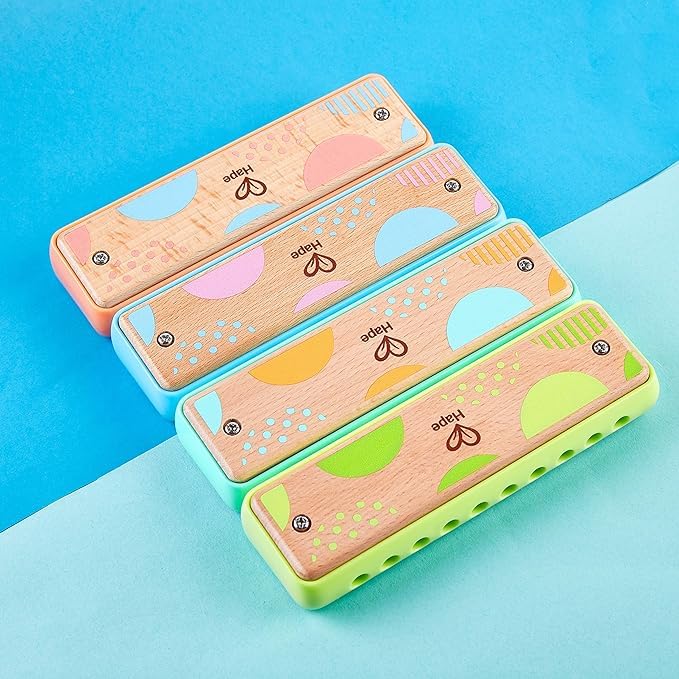 Hape Blues Harmonica | 10 Hole Wooden Musical Instrument Toy for Kids, Blue-Green (E8916) - Image 3