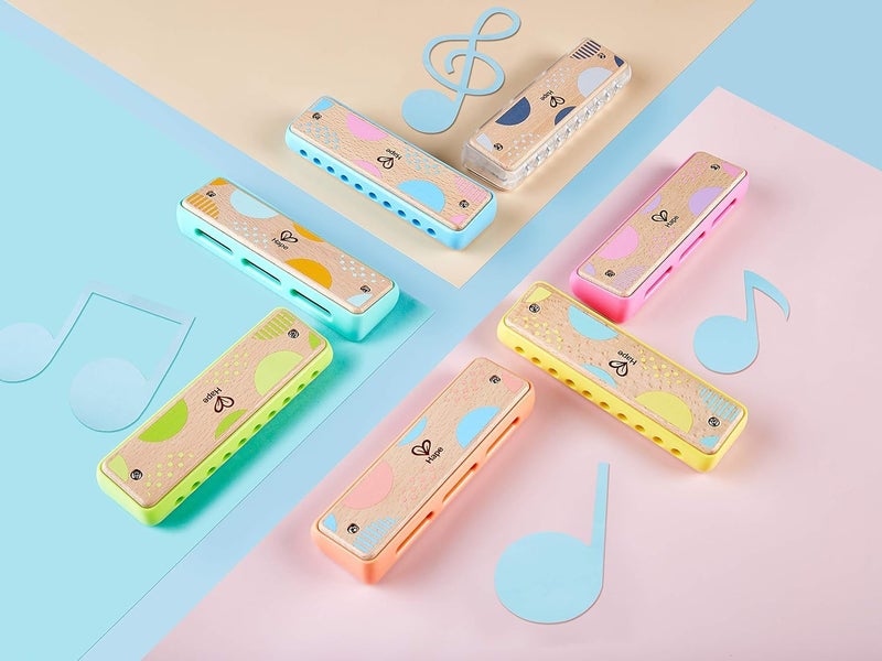 Hape Blues Harmonica | 10 Hole Wooden Musical Instrument Toy for Kids, Blue-Green (E8916) - Image 4