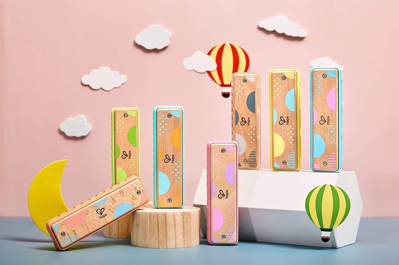 Hape Blues Harmonica | 10 Hole Wooden Musical Instrument Toy for Kids, Blue-Green (E8916) - Image 2