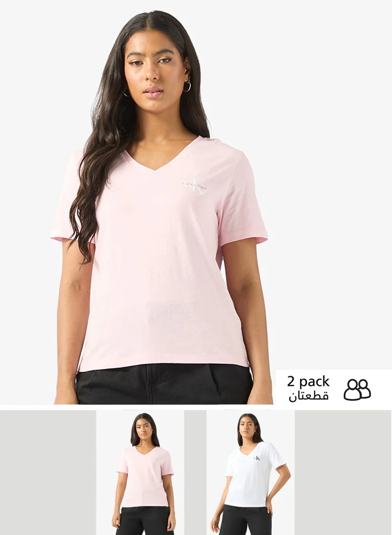 2 Pack of Logo V Neck T-Shirt