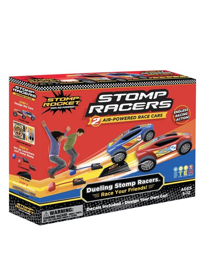 Stomp Rocket Stomp Racers Air Powered Race Cars by Stomp Rocket, 2 Car Racer Pack - Dueling Stomp Racers Toy Car Launcher - Fun Backyard & Outdoor Multi-Player Kids Toys Gifts for Boys, Girls & Toddlers - Image 1