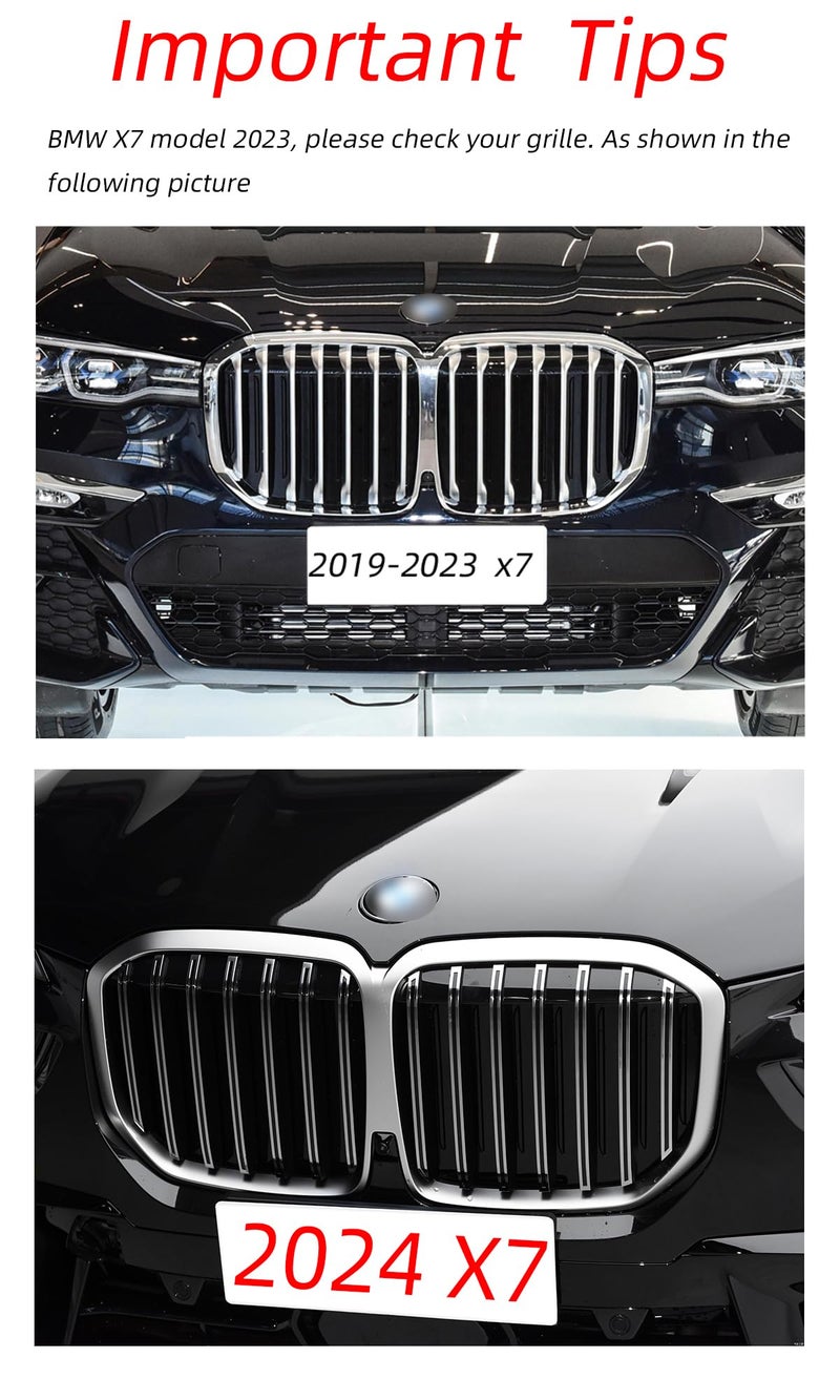 Lanyun compatible with bmw X7 G07 2023-up Grille Accessories ABS Color Grill Insert Trims Grill Stripes with 7 Vertical Beam - Image 3
