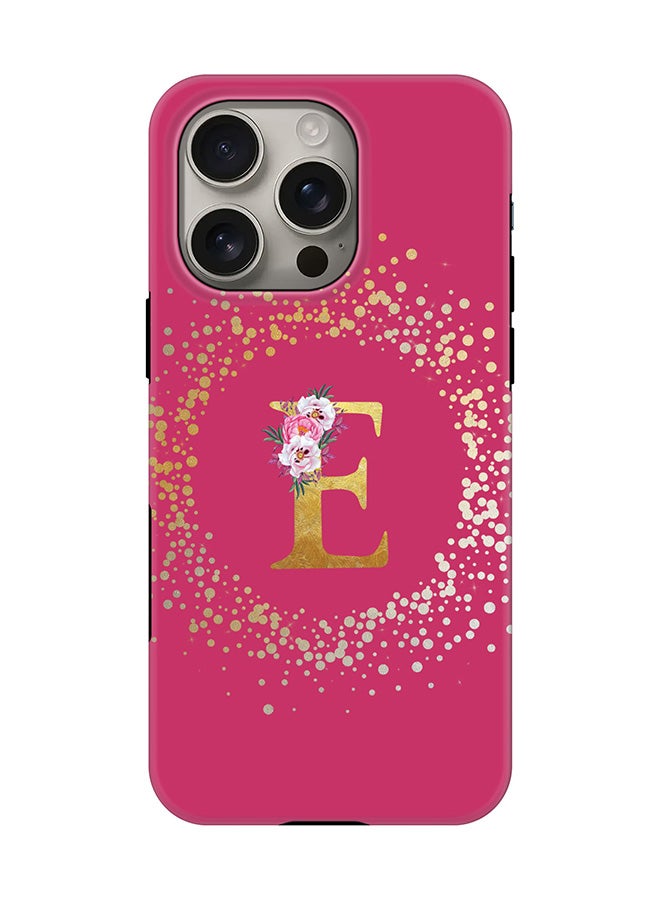 Stylizedd Tough Pro Magnetic Case for iPhone 16 Pro, Dual Layer hybrid PC + TPU Mobile Cover Matte - Custom Monogram Floral - E ( Deep Pink ) - Image 1