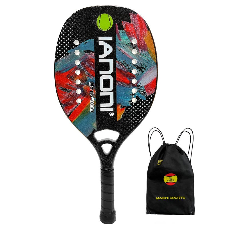 WLSRW Beach Tennis Paddle Beach Tennis Racket Carbon Fiber with EVA Memory Foam Core Tennis Paddles-One Paddle+One Carrying Mesh Bag(Blue) - Image 1