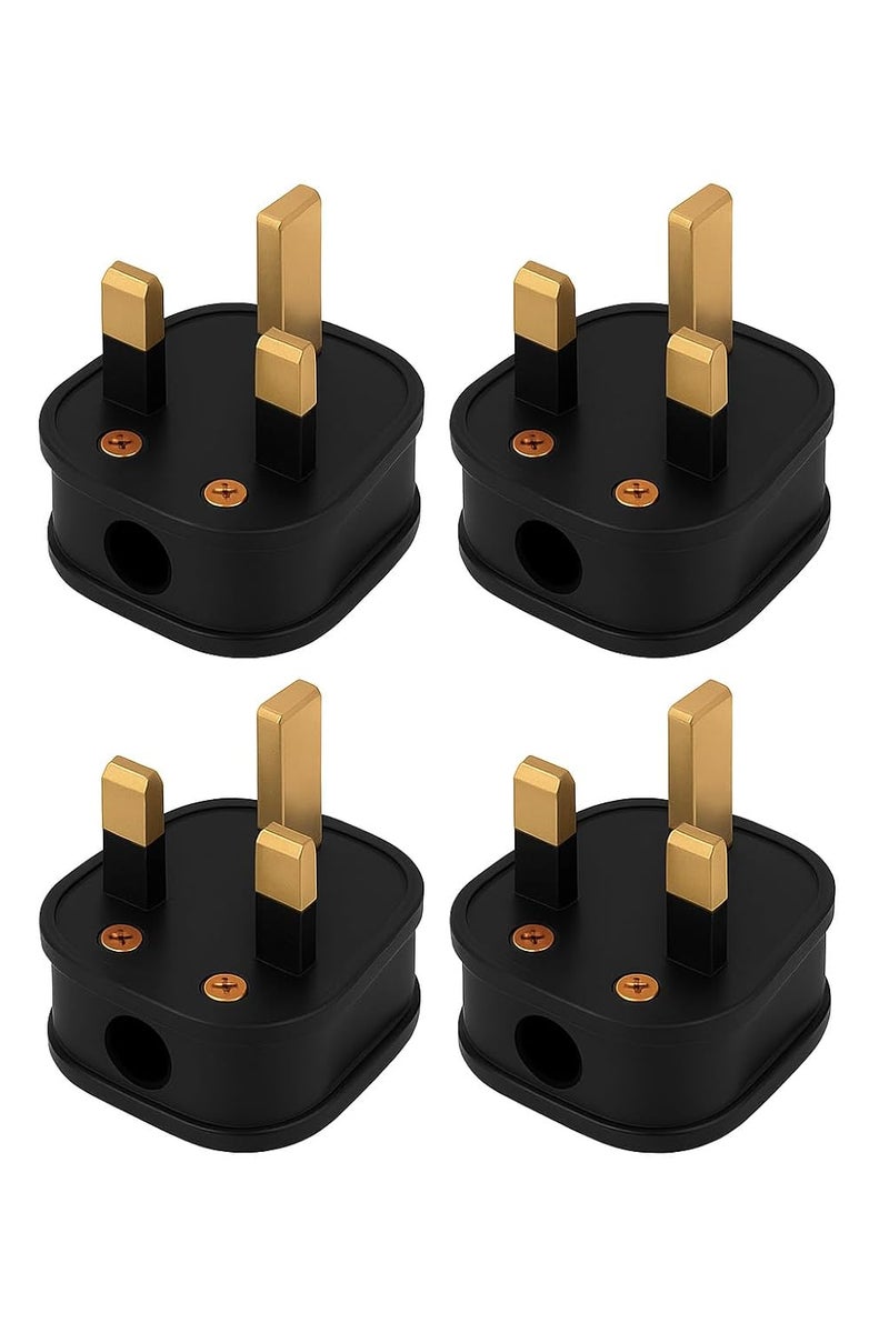 U.E 13A 3 Pin UK Plug (Pack of 4) - High Performance Black Plug BS1363 Certified - Image 1