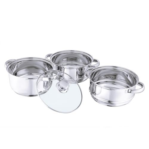Anjali FS3T Fiesta 3-Tier Stainless Steel Food Steamer with Glass Lid, 20 cm - Perfect for Steaming Vegetables, Idlis, Momos, and More - Durable Design with Side Handles for Effortless Cooking - Image 2