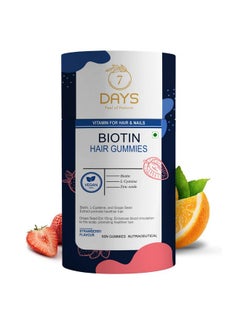 7 Days 7Daysnatural Biotin Hair Gummies | Biotin With Vitamin A, C, E, Zinc & Dht Blocker | 60 Days Pack | Keeps Hair Healthy & Strong | Strawberry Flavored | 100% Veg | 60 Gummies  - Image 1