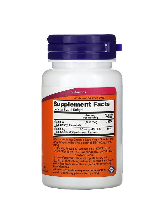 ناو فودز مكمل غذائي يحتوي على مغذيات أساسية بفيتامين A وD - 100 كبسولة هلامية لينة - Image 2