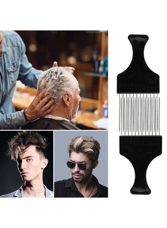 findTop 6 Packs Afro Comb Metal Pick Comb, findTop Afro Braid Pick Hairdressing Detangle Wig Braid Hair Styling Comb Styling Tool- Black - Image 2