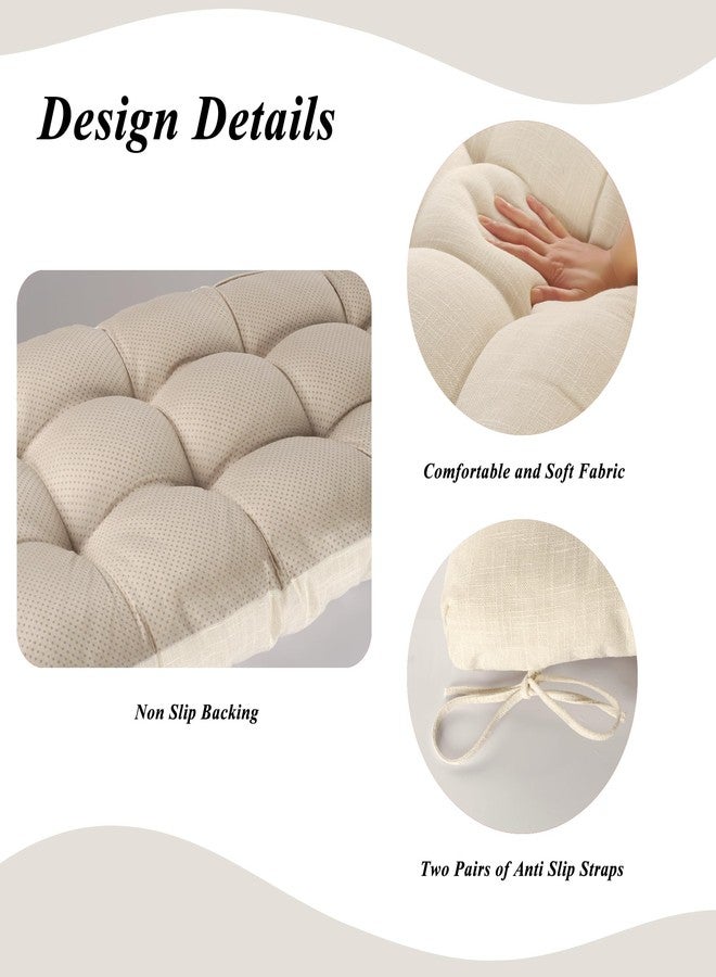 FlyGulls Bench Cushion for Indoor Furniture Rectangle Bench Seat Cushion for Bay Window Entryway Bench Thick Textured Chair Cushion with Non-Slip Backing 1 Pack 48 x 19 inch, Beige - Image 4