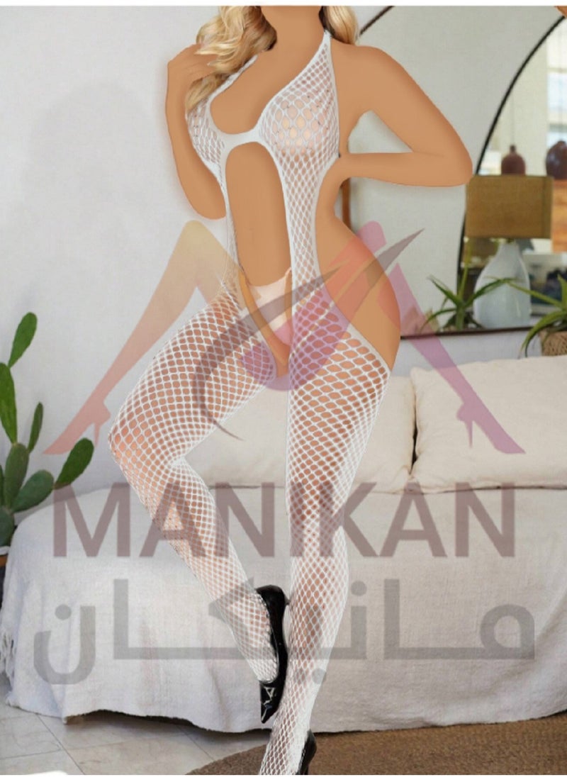 MANIKAN Mesh bodysuit with a feminine design open from the front and back  - Image 1