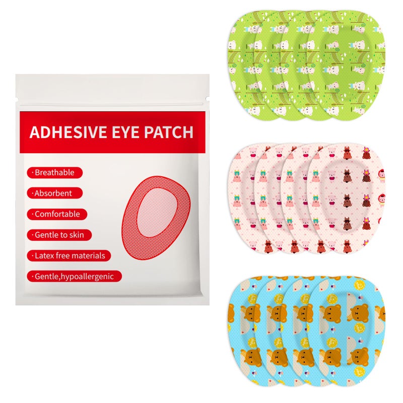 AndicAge Kids Adhesive Eye Patches Cute Eye Pads with 3 Different Designs Disposable Eye Patch Pad for Amblyopia Lazy Eye 60 Count 