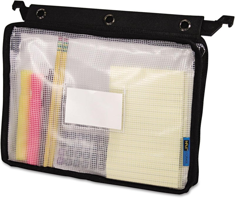 Advantus Expanding Zipper Pouch, 13 x 9.25, Black/Clear - Image 1