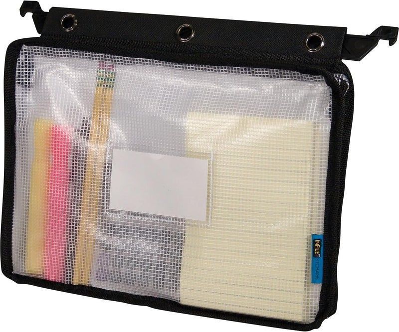 Advantus Expanding Zipper Pouch, 13 x 9.25, Black/Clear - Image 5