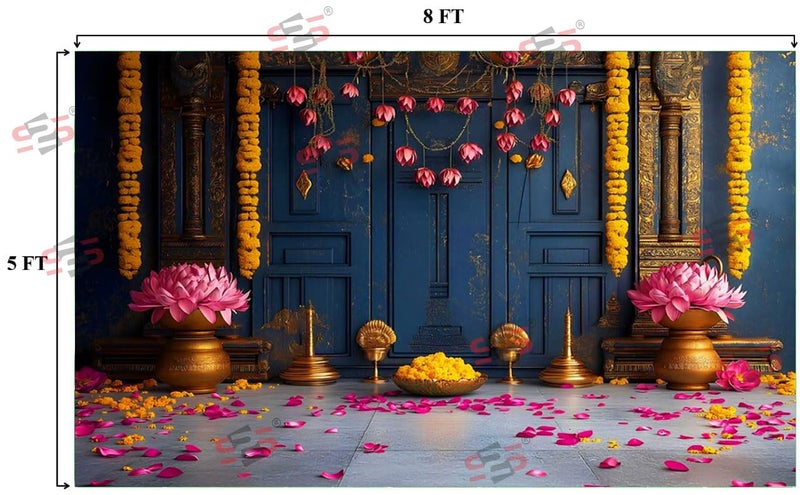 S2S قماش خلفية باب للتزيين التقليدي للبويا، قماش تزيين خلفية | قماش ستارة لجميع المهرجانات والفعاليات والمناسبات - (5 × 8 قدم) - Image 2