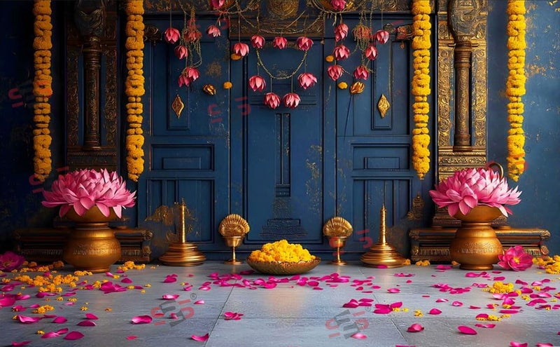 S2S قماش خلفية باب للتزيين التقليدي للبويا، قماش تزيين خلفية | قماش ستارة لجميع المهرجانات والفعاليات والمناسبات - (5 × 8 قدم) - Image 1