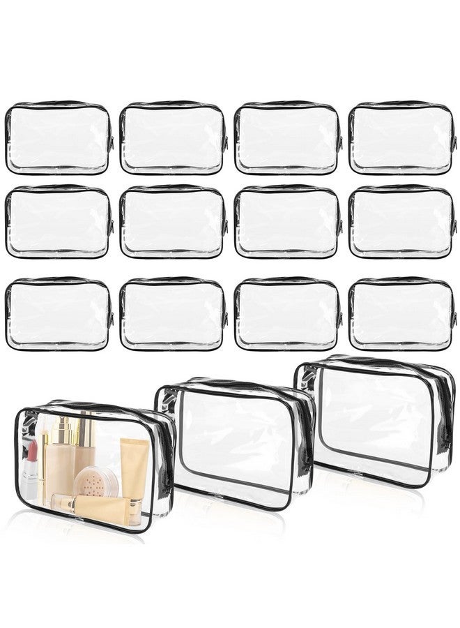 ISusser 15 Pcs Transparent Cosmetic Bags Clear Toiletry Bags Waterproof Makeup Bags Pvc Plastic Zippered Organizer Cases For Travel Vacation Bathroom - Image 1