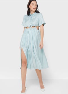 Jovonna London Button Detail Side Slit Cut Out Details Dress  - Image 1