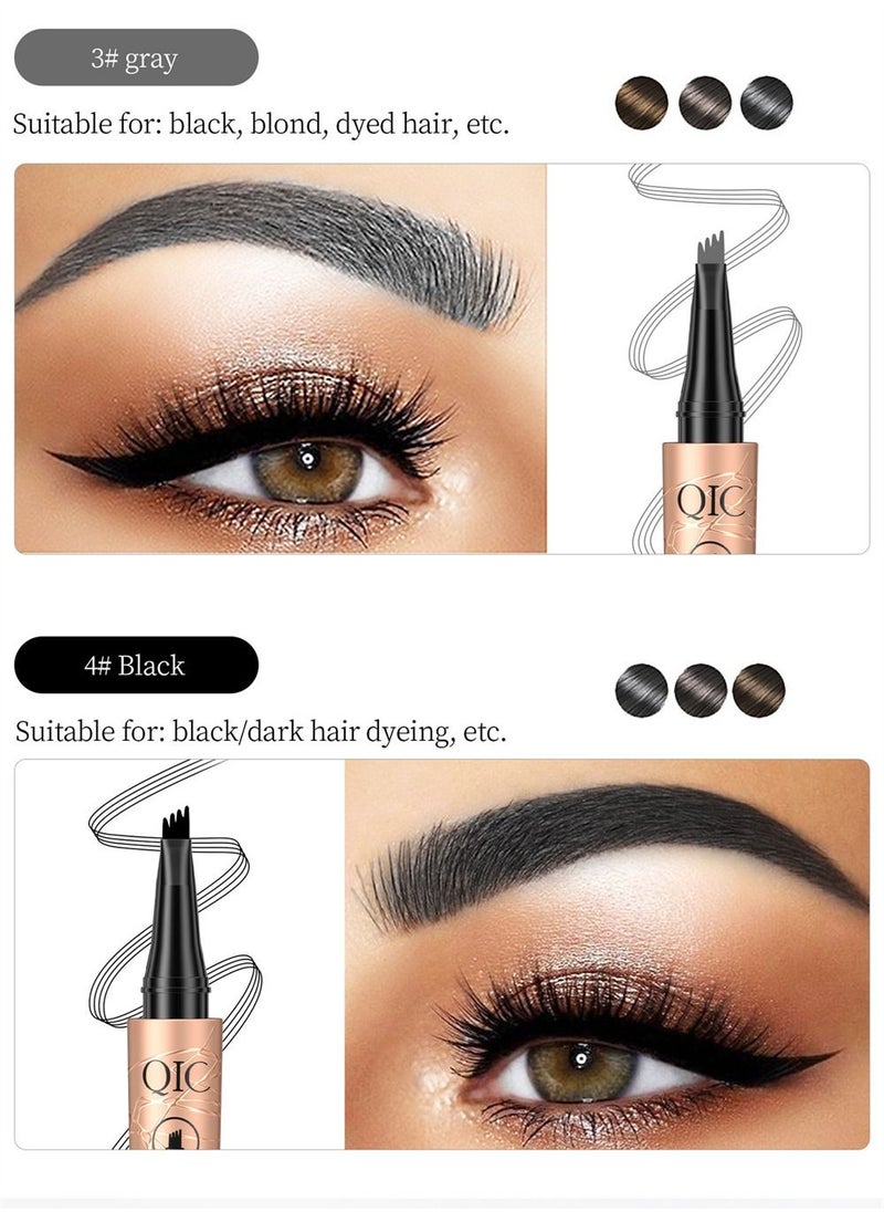 Eyebrow Pencil with an Upgrade Micro Fork Tip Applicator Waterproof Long Lasting Microblading Pencil for Eyebrows Microblading Pen for Natural Looking Brows Makeup Black #4