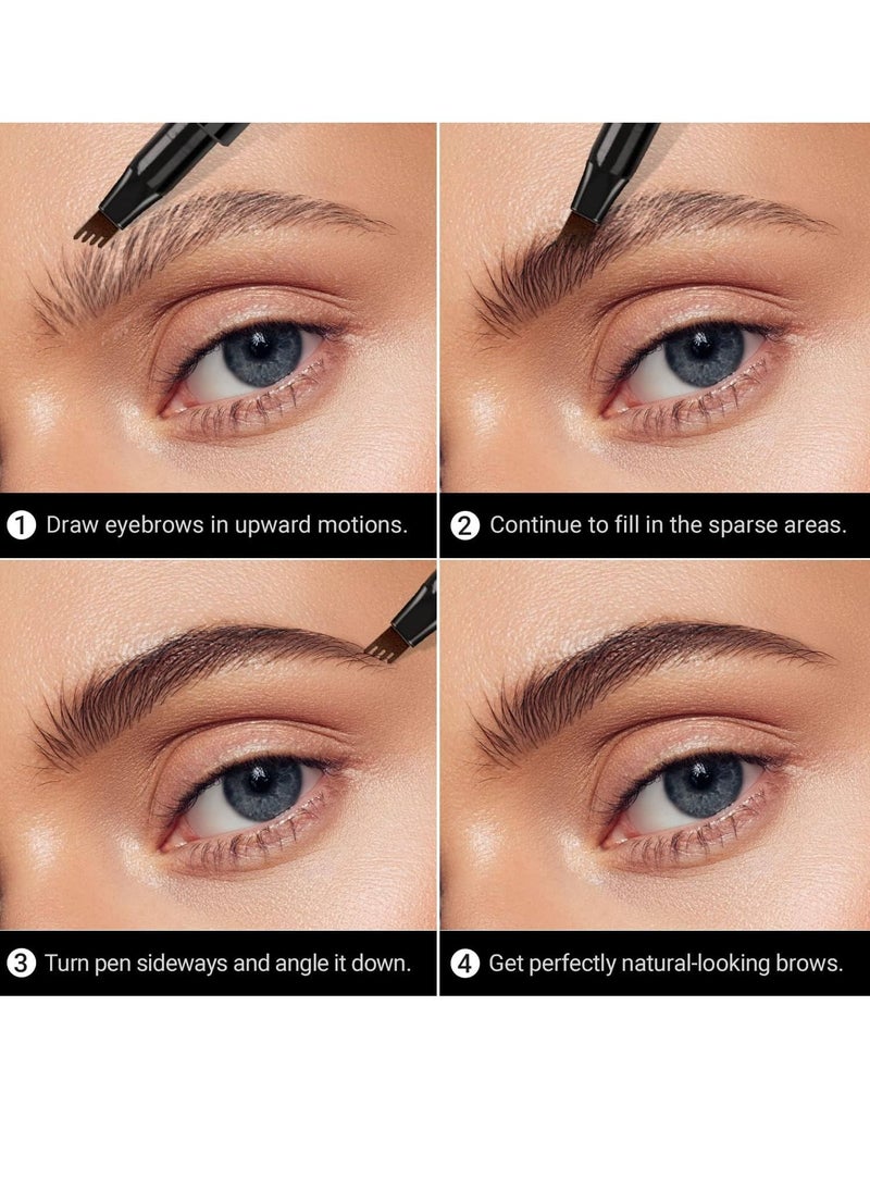Eyebrow Pencil with an Upgrade Micro Fork Tip Applicator Waterproof Long Lasting Microblading Pencil for Eyebrows Microblading Pen for Natural Looking Brows Makeup Black #4